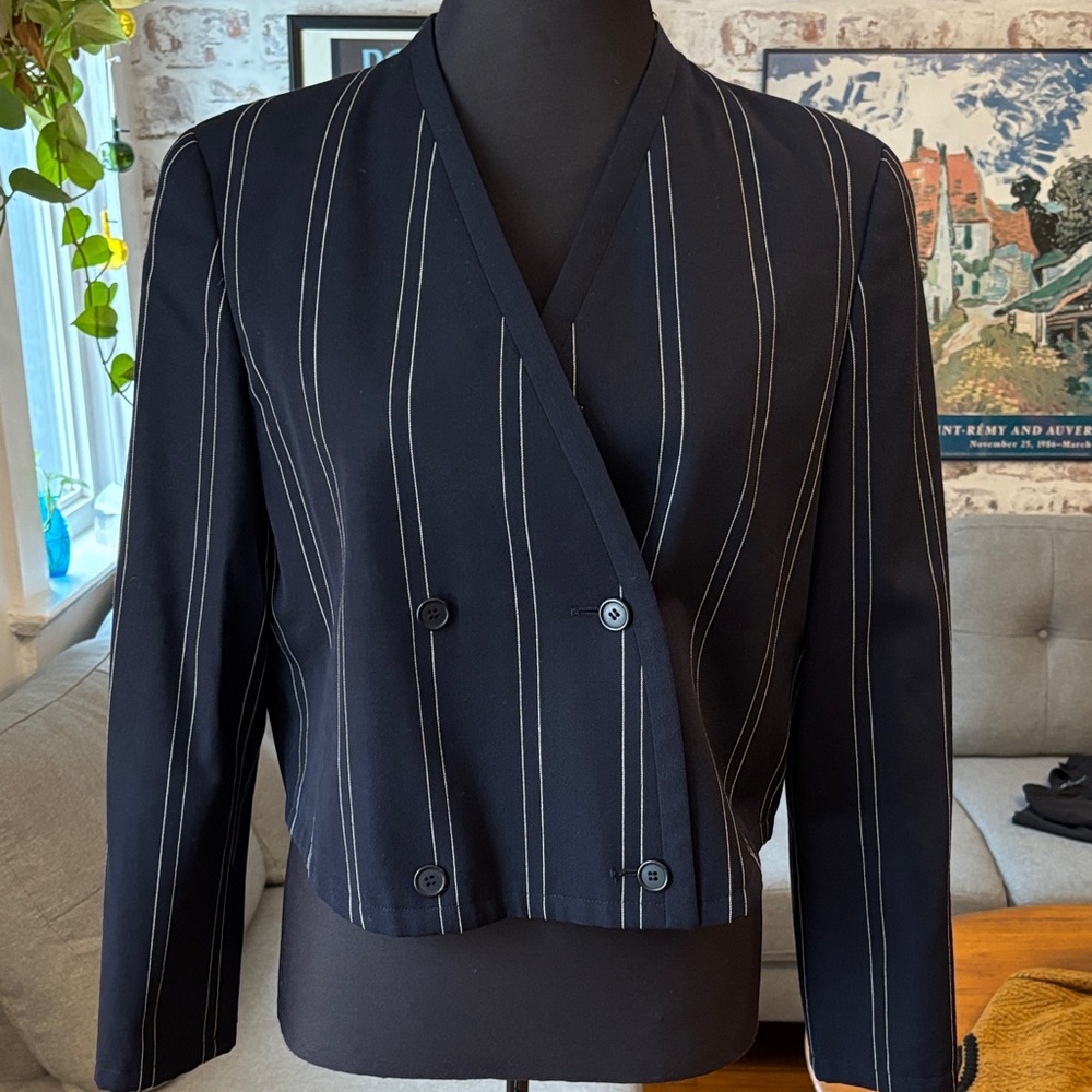 Vintage Giorgio Armani Dark Blue Pinstripe Blazer